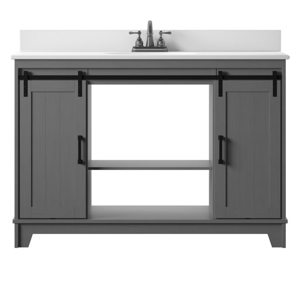 Sand & Stable Braylen Sliding Barn Door 48" Single Bathroom Vanity Set